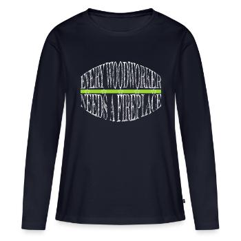 lumberjack jokes jackhammer carpenter joke - Women's Premium Organic Long Sleeve Shirt - navy - Front - Julia (174cm)