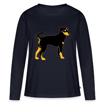 pinscher hund - Frauen Premium Bio Langarmshirt - Navy - Vorne - Julia (174cm)