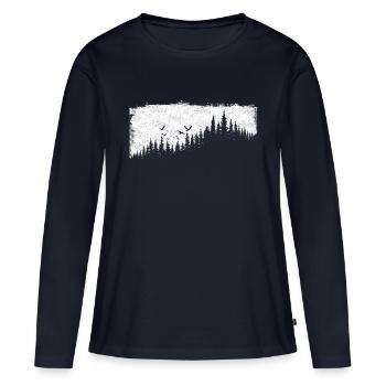 Wald - Frauen Premium Bio Langarmshirt - Navy - Vorne - Julia (174cm)