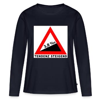 3,8 Promille - TENDENZ STEIGEND - Frauen Premium Bio Langarmshirt - Navy - Vorne - Julia (174cm)
