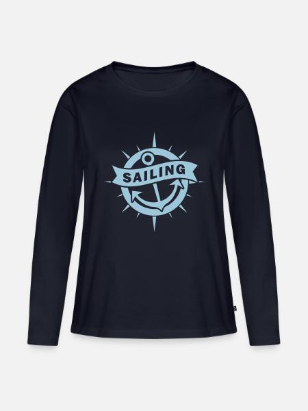 Anker - Segeln - Sailing 1farbig - Frauen Premium Bio Langarmshirt - Navy
