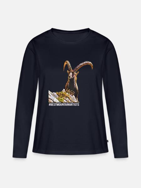 Steinbock - Frauen Premium Bio Langarmshirt - Navy