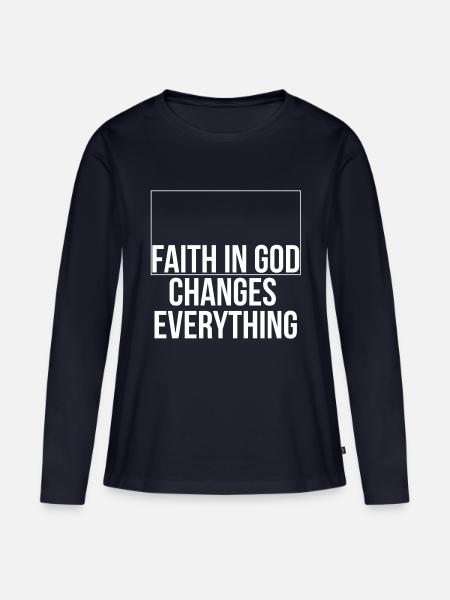 faith changes - Frauen Premium Bio Langarmshirt - Navy