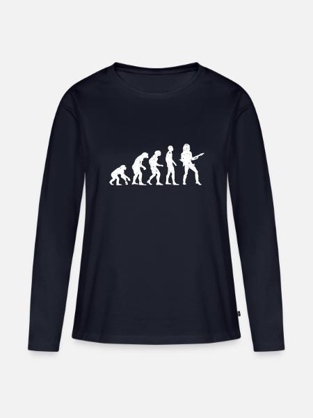EVOLUTION GITARRIST! - Frauen Premium Bio Langarmshirt - Navy