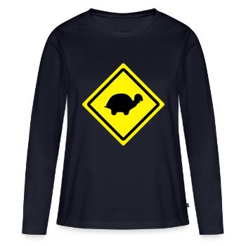 turtle roadsign - T-shirt manches longues Premium bio Femme - bleu marine - Devant - Julia (174cm)
