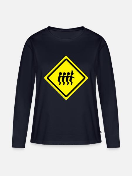 party train roadsign - Frauen Premium Bio Langarmshirt - Navy