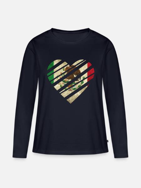 Mexico Heart - Frauen Premium Bio Langarmshirt - Navy