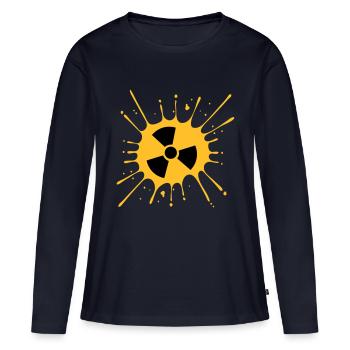 atomic symbol radioactive warning caution note - Women's Premium Organic Long Sleeve Shirt - navy - Front - Julia (174cm)