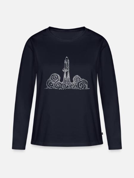 Space Shuttle Music - Frauen Premium Bio Langarmshirt - Navy