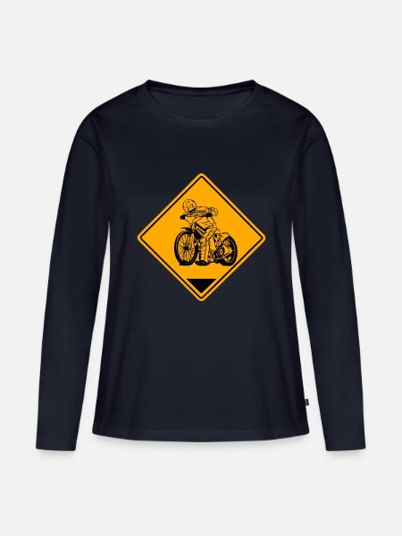 Speedway Road Sign - Frauen Premium Bio Langarmshirt - Navy