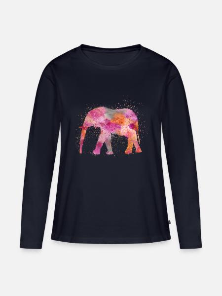 Elefant - Frauen Premium Bio Langarmshirt - Navy