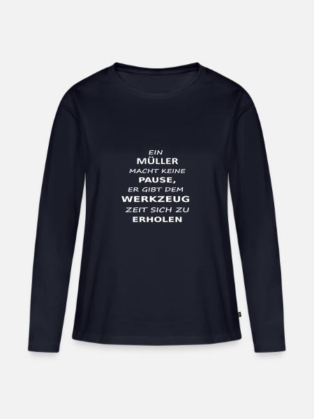 mueller - Frauen Premium Bio Langarmshirt - Navy