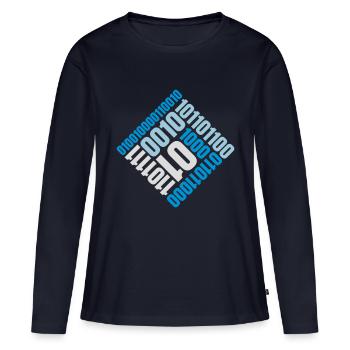 Binary Code Program Language - Women's Premium Organic Long Sleeve Shirt - navy - Front - Julia (174cm)
