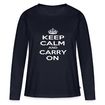 DIE RUHE BEWAHREN - Frauen Premium Bio Langarmshirt - Navy - Vorne - Julia (174cm)