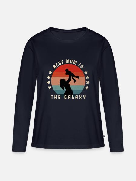 Beste Mutter der Galaxis - Frauen Premium Bio Langarmshirt - Navy