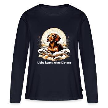 Rainbow Bridge Remembrance Dachshund - Women's Premium Organic Long Sleeve Shirt - navy - Front - Julia (174cm)