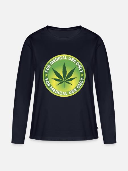 Marijuana Weed Gras - Frauen Premium Bio Langarmshirt - Navy
