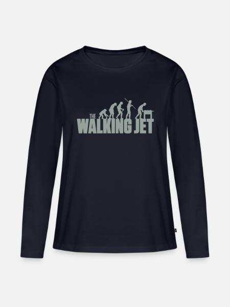 the walking jet - Frauen Premium Bio Langarmshirt - Navy