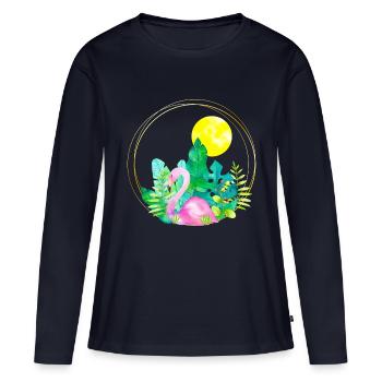 Été - T-shirt manches longues Premium bio Femme - bleu marine - Devant - Julia (174cm)