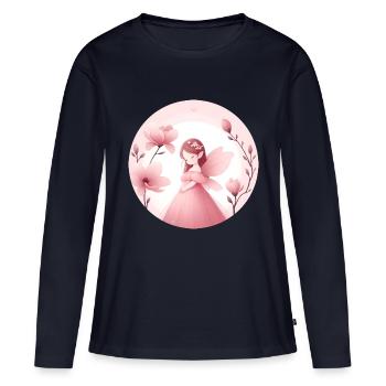Die Unschuld der Magnolie - Frauen Premium Bio Langarmshirt - Navy - Vorne - Julia (174cm)