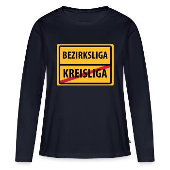 ligue de district montée kreisliga - T-shirt manches longues Premium bio Femme - bleu marine - Devant - Julia (174cm)