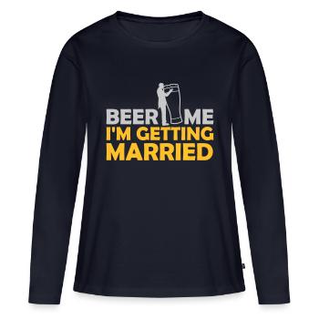 Beer Me Me marier - T-shirt manches longues Premium bio Femme - bleu marine - Devant - Julia (174cm)