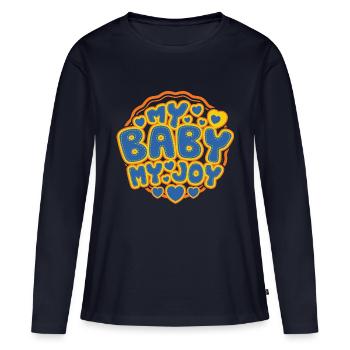 My Baby My Joy - T-shirt manches longues Premium bio Femme - bleu marine - Devant - Julia (174cm)