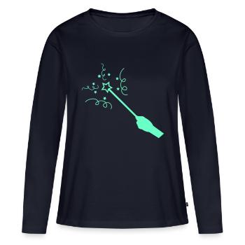 Baguette - T-shirt manches longues Premium bio Femme - bleu marine - Devant - Julia (174cm)