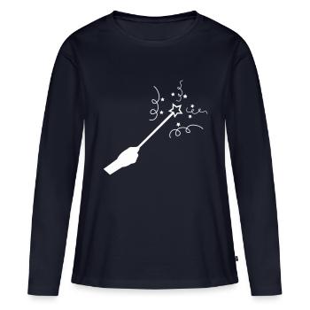 Baguette - T-shirt manches longues Premium bio Femme - bleu marine - Devant - Julia (174cm)