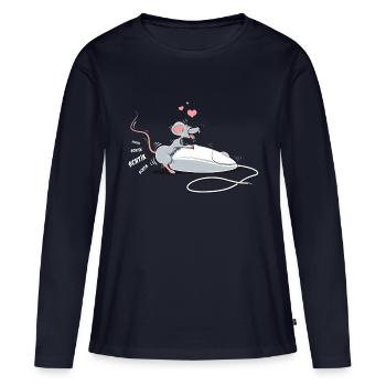 The Mouse... - T-shirt manches longues Premium bio Femme - bleu marine - Devant - Julia (174cm)