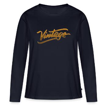 Vintage Logo - T-shirt manches longues Premium bio Femme - bleu marine - Devant - Julia (174cm)