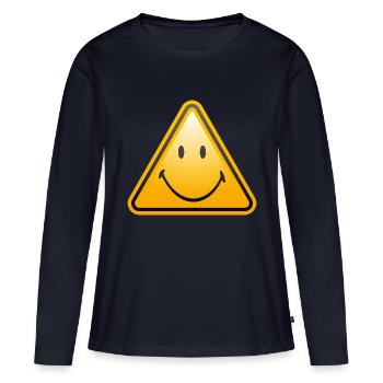 Smiley Shield - T-shirt manches longues Premium bio Femme - bleu marine - Devant - Julia (174cm)