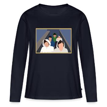 Boys stairs - T-shirt manches longues Premium bio Femme - bleu marine - Devant - Julia (174cm)
