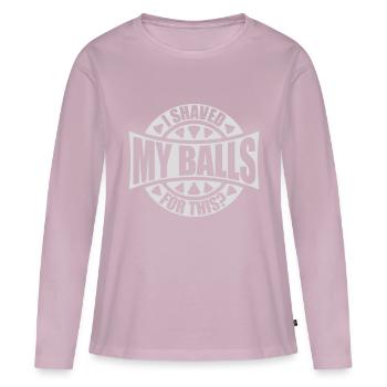 Je me suis rasé les couilles - T-shirt manches longues Premium bio Femme - rose poudré - Devant - Julia (174cm)