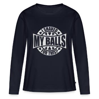 Je me suis rasé les couilles - T-shirt manches longues Premium bio Femme - bleu marine - Devant - Julia (174cm)