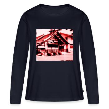 Tempel in Nara, Japan. - Frauen Premium Bio Langarmshirt - Navy - Vorne - Julia (174cm)
