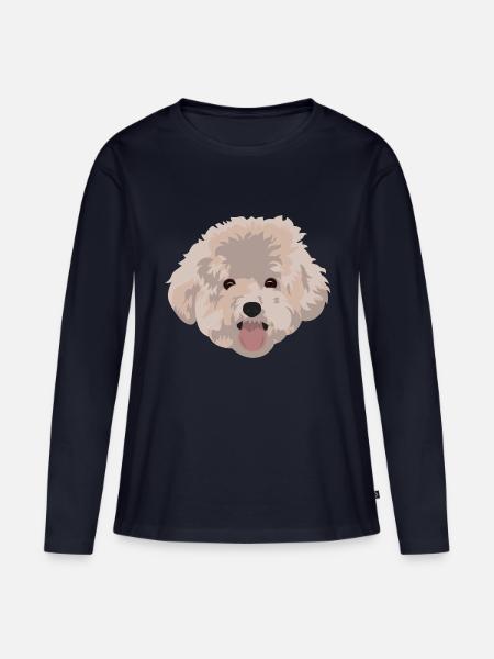Poodle - Frauen Premium Bio Langarmshirt - Navy