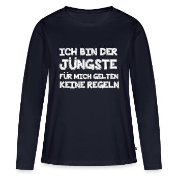 Ich bin der Jüngste - Frauen Premium Bio Langarmshirt - Navy - Vorne - Julia (174cm)