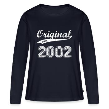 2002 - Frauen Premium Bio Langarmshirt - Navy - Vorne - Julia (174cm)