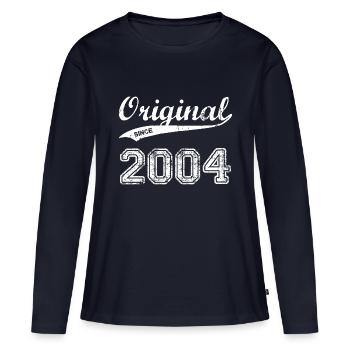 2004 - Frauen Premium Bio Langarmshirt - Navy - Vorne - Julia (174cm)