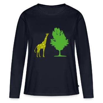 Arbre à girafe - T-shirt manches longues Premium bio Femme - bleu marine - Devant - Julia (174cm)