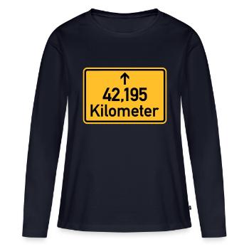Marathon - T-shirt manches longues Premium bio Femme - bleu marine - Devant - Julia (174cm)