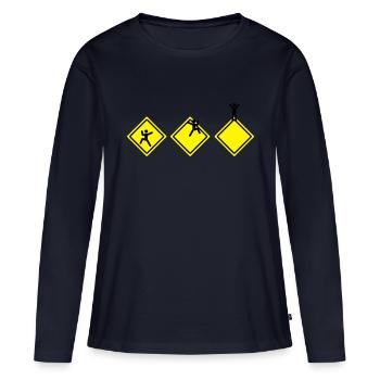 climbing roadsigns - T-shirt manches longues Premium bio Femme - bleu marine - Devant - Julia (174cm)