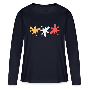 Taches de couleur dans les couleurs lesbiennes Pride - T-shirt manches longues Premium bio Femme - bleu marine - Devant - Julia (174cm)