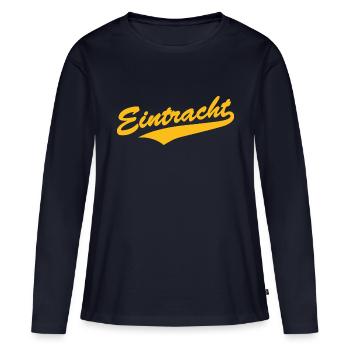 Eintracht Baseball-Style - Frauen Premium Bio Langarmshirt - Navy - Vorne - Julia (174cm)