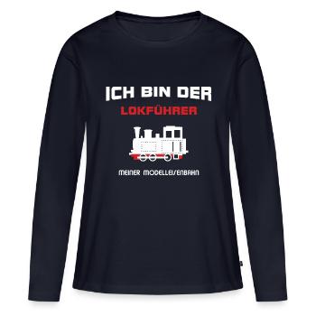 Lokführer Modelleisenbahn - Frauen Premium Bio Langarmshirt - Navy - Vorne - Julia (174cm)