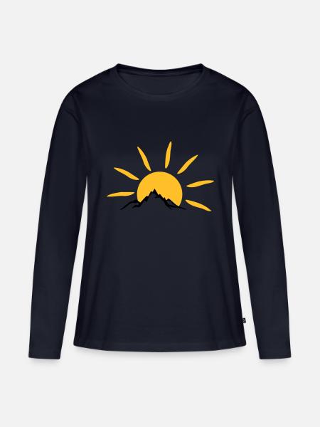 Landschaft - Berge Sonne - Frauen Premium Bio Langarmshirt - Navy