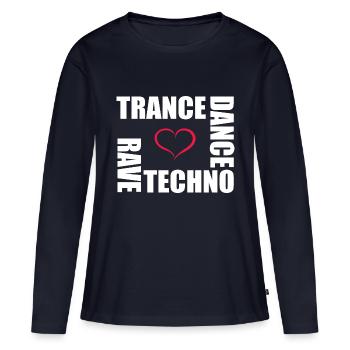 techno dance trance rave - T-shirt manches longues Premium bio Femme - bleu marine - Devant - Julia (174cm)
