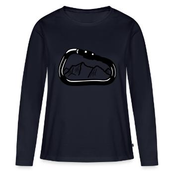 Climbing, Carabiner & Mountain - T-shirt manches longues Premium bio Femme - bleu marine - Devant - Julia (174cm)