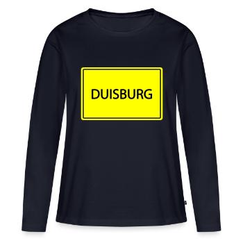 Panneau de la ville Duisbourg - T-shirt manches longues Premium bio Femme - bleu marine - Devant - Julia (174cm)